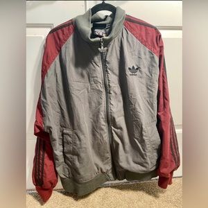 Vintage Adidas gray burgundy full-zip jacket Large